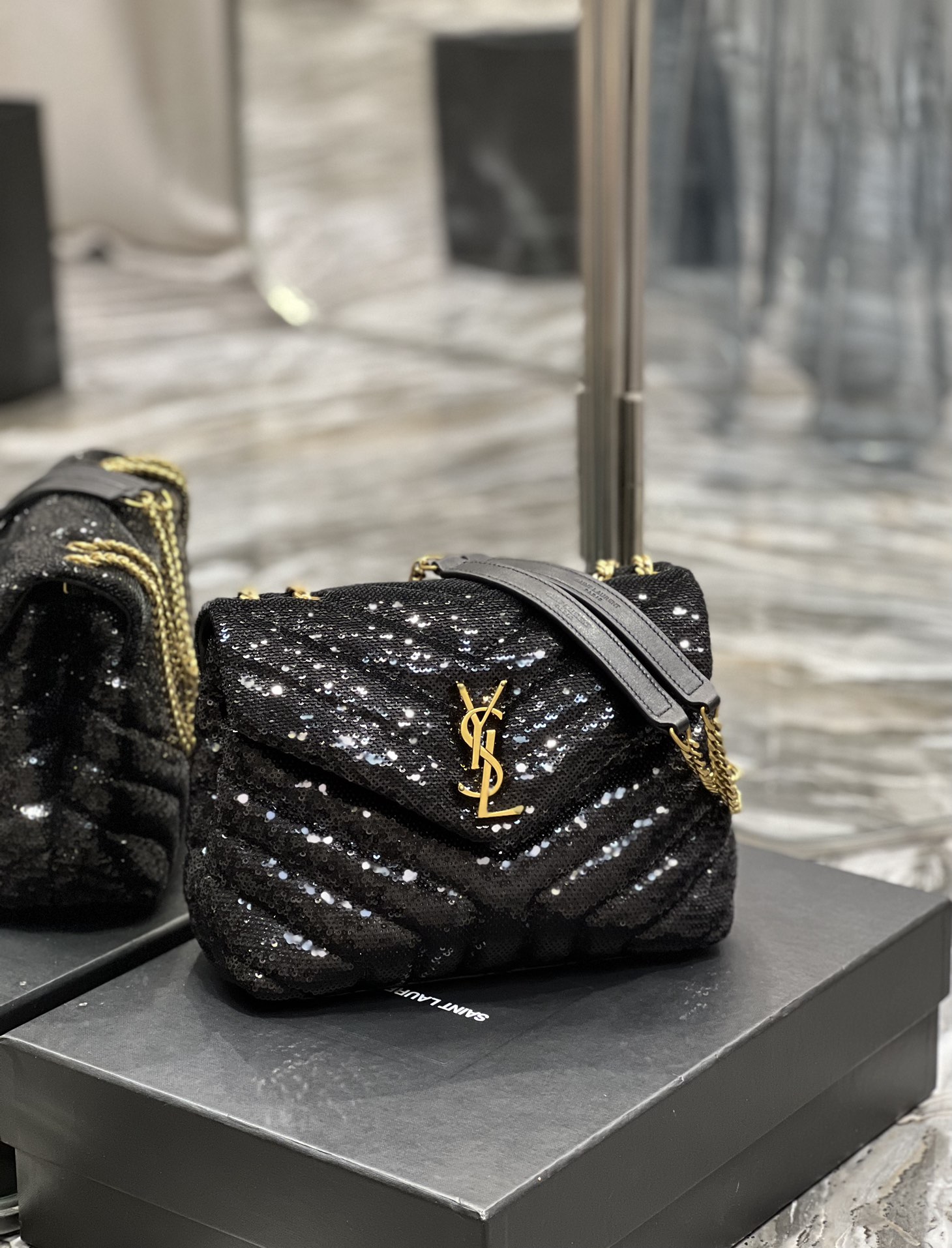 Saint Laurent Loulou Small Chain Bag Black For Women, Women’s Bags 9in/23cm YSL 494699FAAER1000