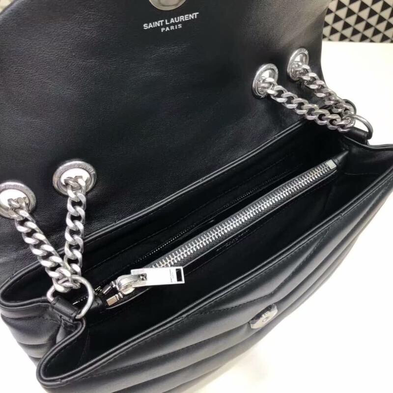 Saint Laurent Loulou Small Chain Bag In Matelassé “Y” Black For Women 9.8in/23cm YSL 494699DV7261000