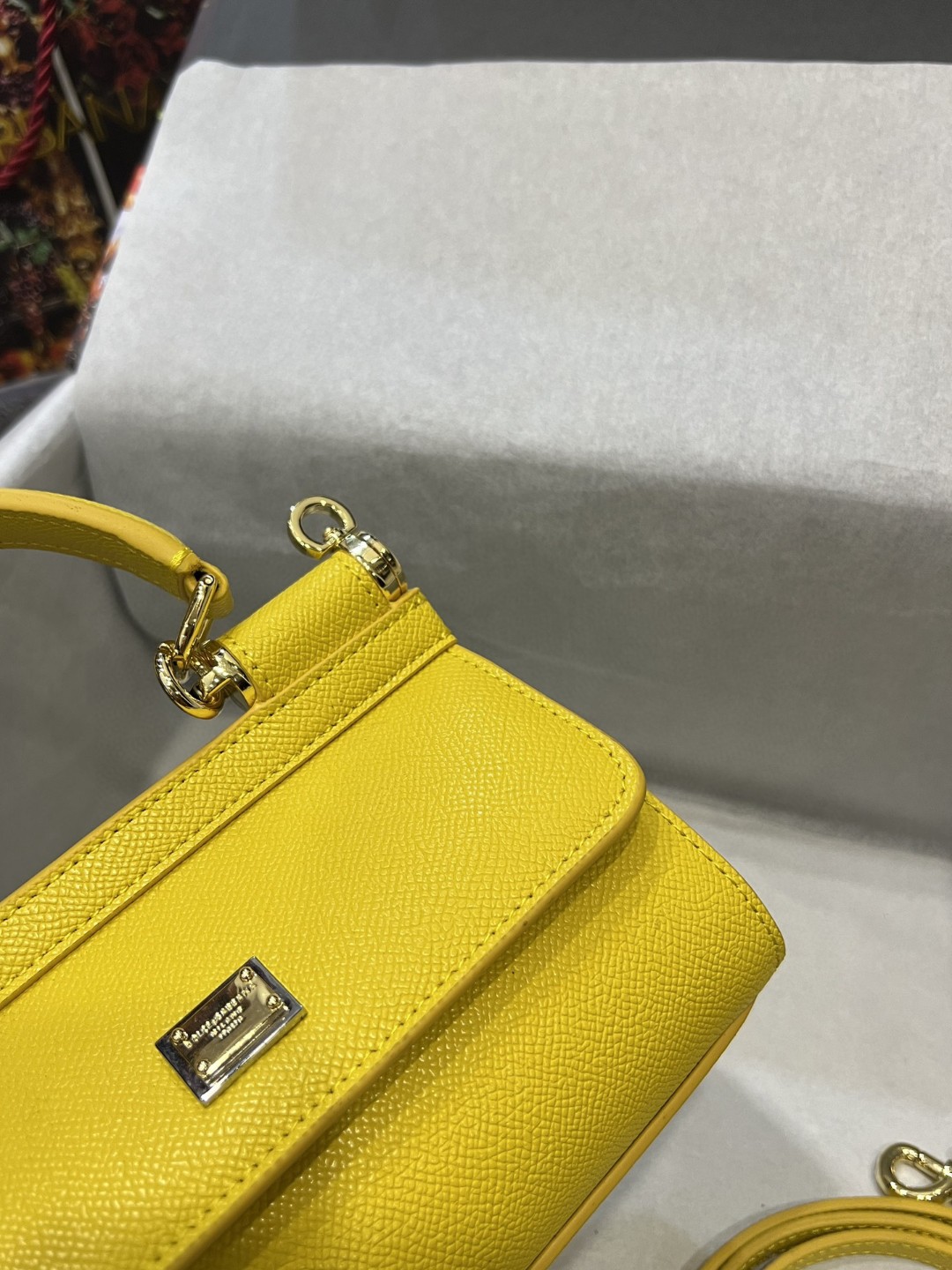 Dolce & Gabbana Small Sicily Bag In Dauphine Yellow For Women 7.5in/19cm DG