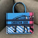 Christian Dior Medium Dior Book Tote Bright Blue and Bright Pink D-Jungle Pop Embroidery, Blue/Pink, For Women Women’s Handbags, 36cm CD M1296ZRON_M888