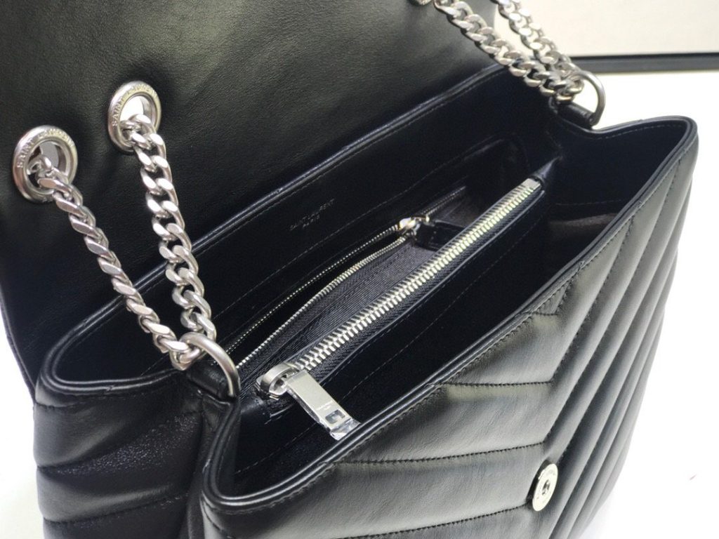 Saint Laurent Loulou Small Chain Bag In Matelassé “Y” Black For Women 9.8in/23cm YSL  494699DV7261000