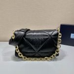 Prada System Nappa Patchwork Shoulder Bag Black For Women, Women’s Bags 7.5in/19cm