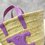 Celine Teen Triomphe Celine Classic Panier In Palm Leaves And Lizard Violet For Women 8in/20cm