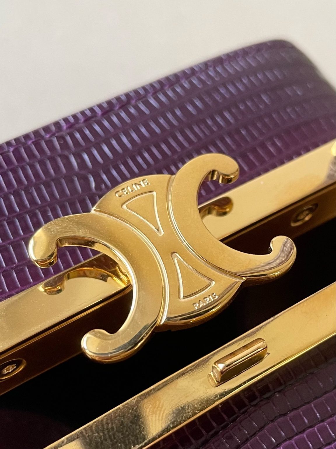 Celine Triomphe Minaudiere In Lizard Violet For Women 4in/10cm