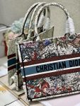 Christian Dior Medium Dior Book Tote Latte Multicolor Dior Zodiac Embroidery, Latte Multicolor, For Women Women’s Handbags, Shoulder Bags, 36cm CD