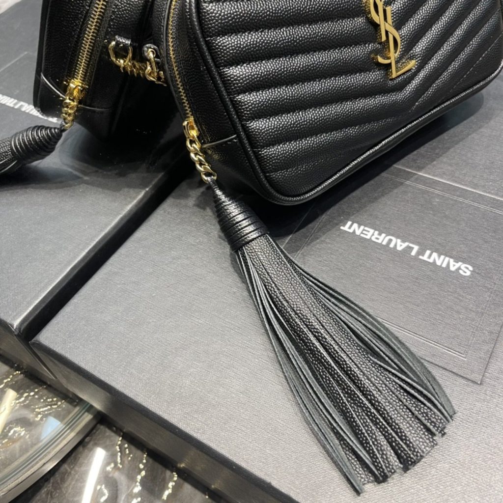 Saint Laurent Lou Mini Bag Black In Quilted Grain De Poudre With Gold Hardware For Women 7.4in/19cm YSl 6125791GF011000