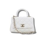 Chanel Mini Flap Bag Top Handle White For Women 7.5in/19cm