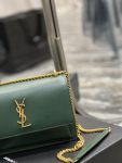 Saint Laurent Sunset Medium Chain Bag For Women 8.6in/22cm Green YSL