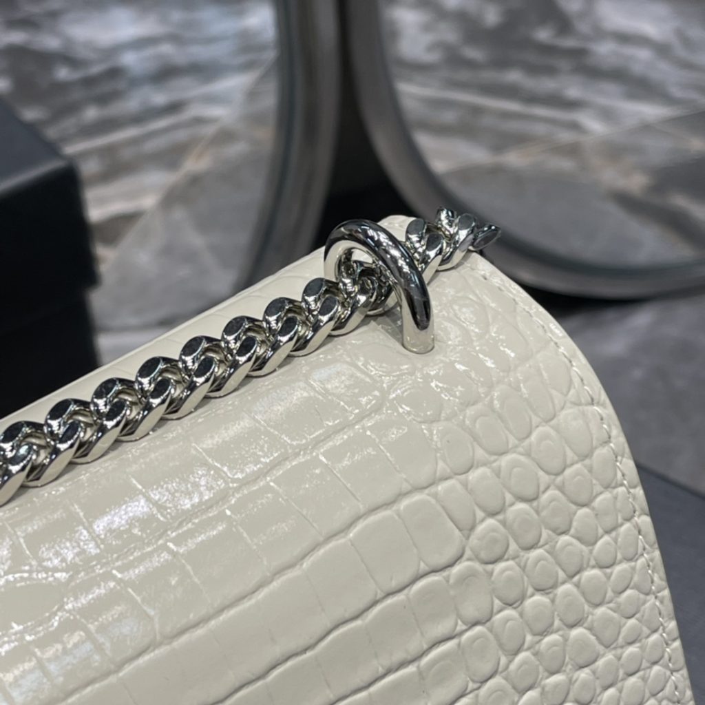 Saint Laurent Sunset Medium Chain Bag For Women 8.6in/22cm White YSL 442906DND0N9207