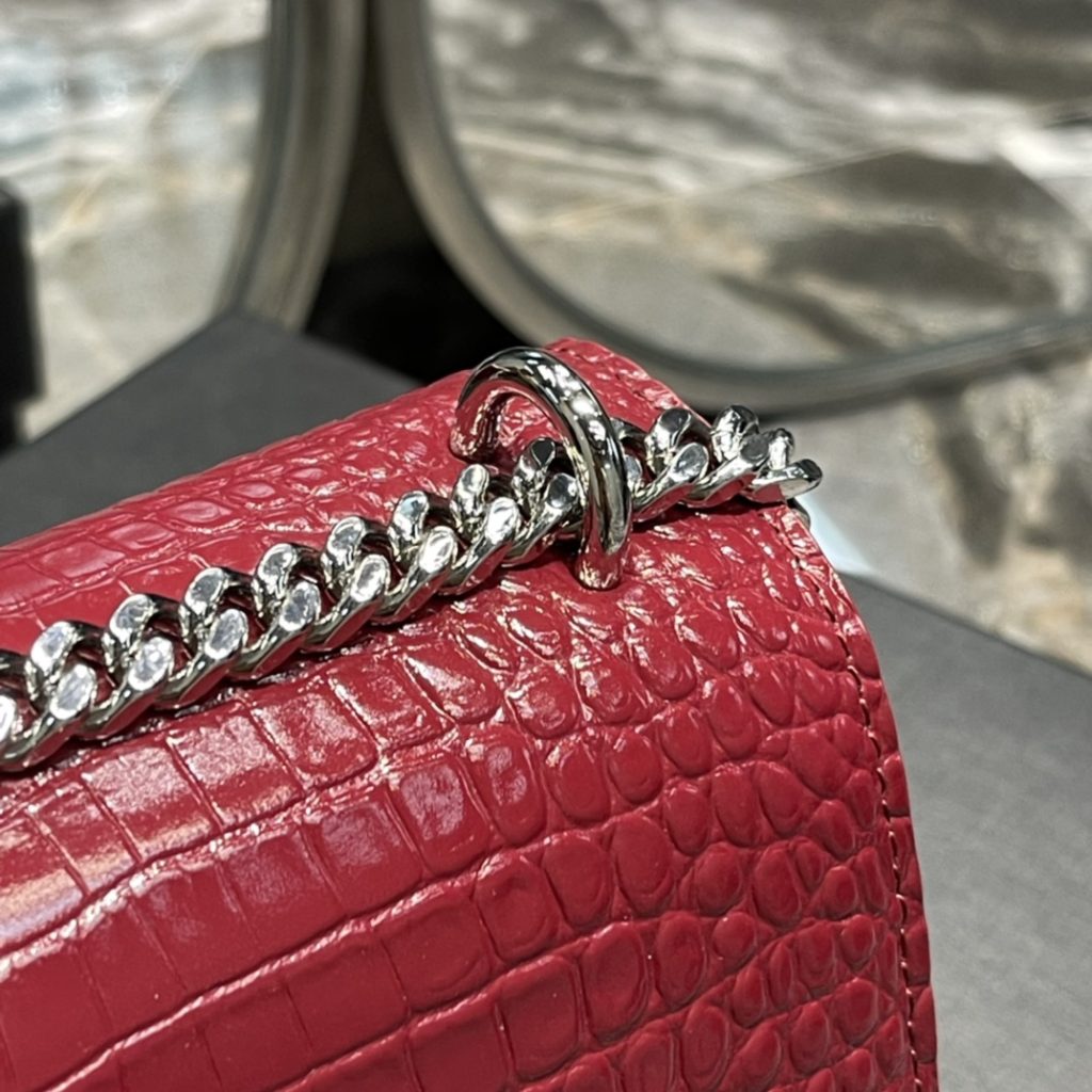 Saint Laurent Sunset Medium Chain Bag Red For Women 8.6in/22cm YSL