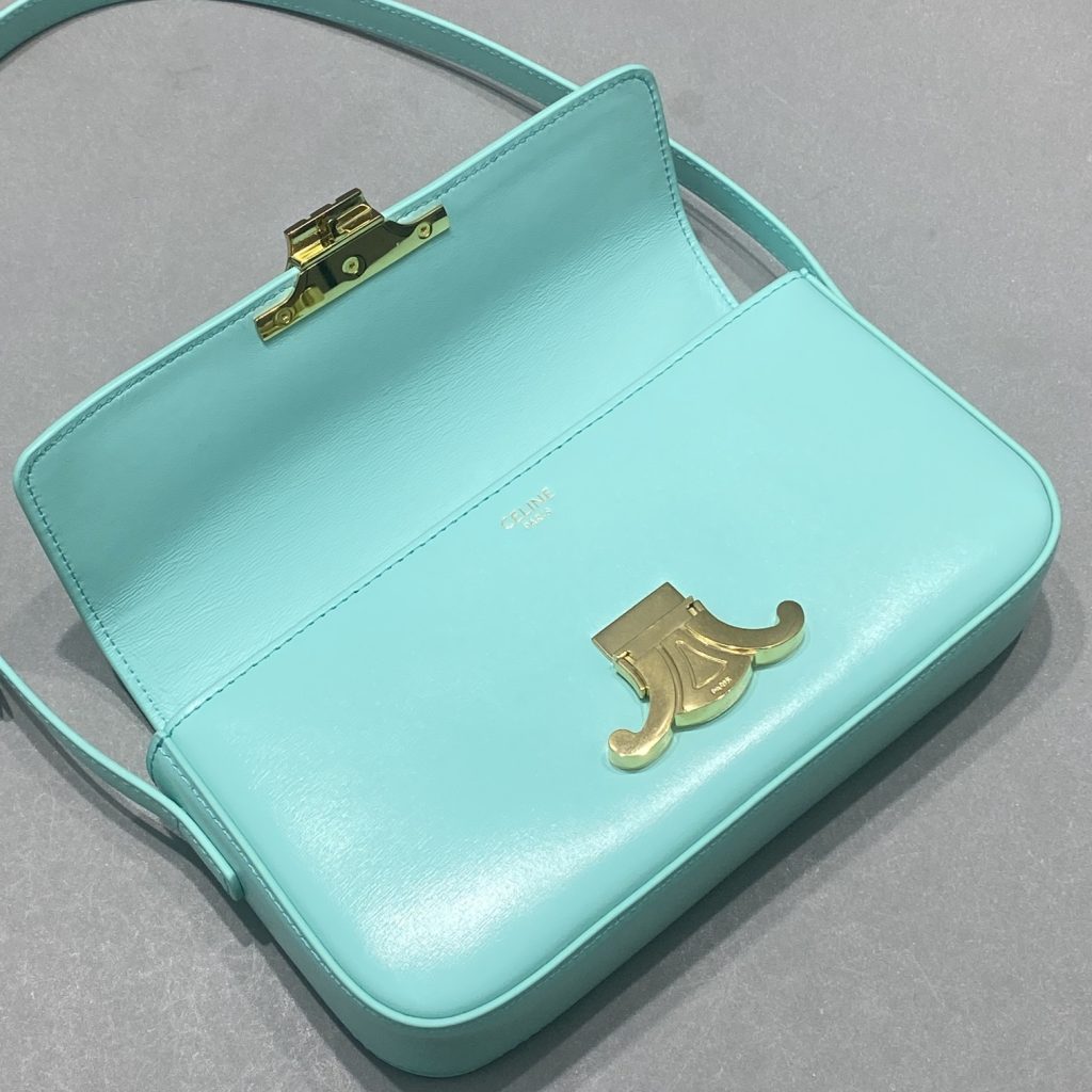 Celine Triomphe Shoulder Bag Mint Green For Women 8in/20cm