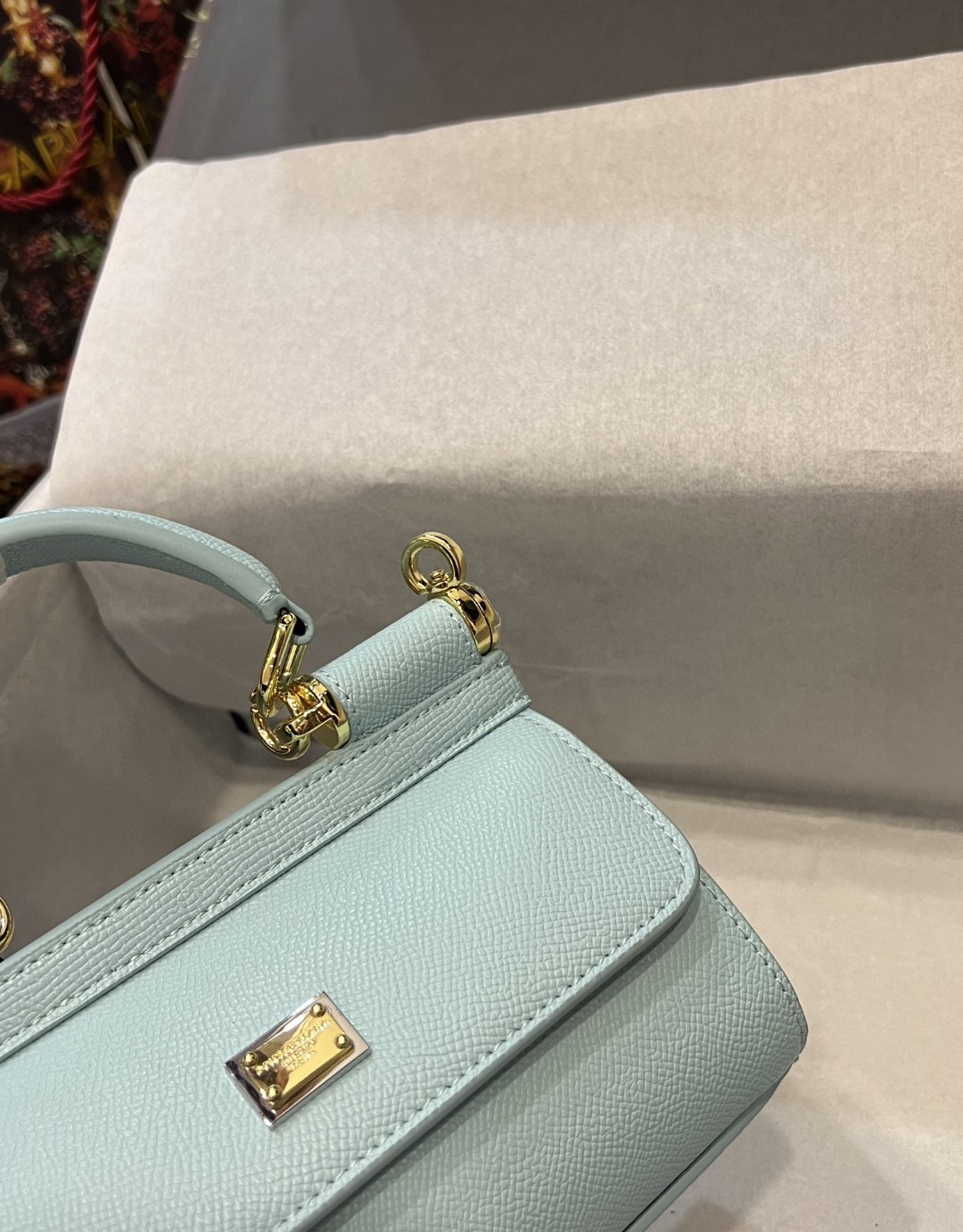 Dolce & Gabbana Small Sicily Bag In Dauphine Azure For Women 7.5in/19cm DG