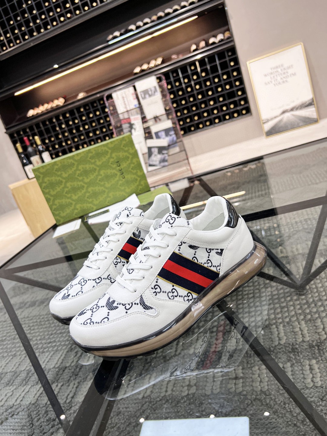 Gucci x Adidas Men’s GG Sneakers With Web White For Men