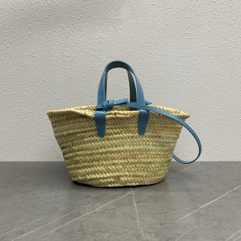 Celine Teen Triomphe Celine Classic Panier In Palm Leaves And Lizard Blue For Women 8in/20cm