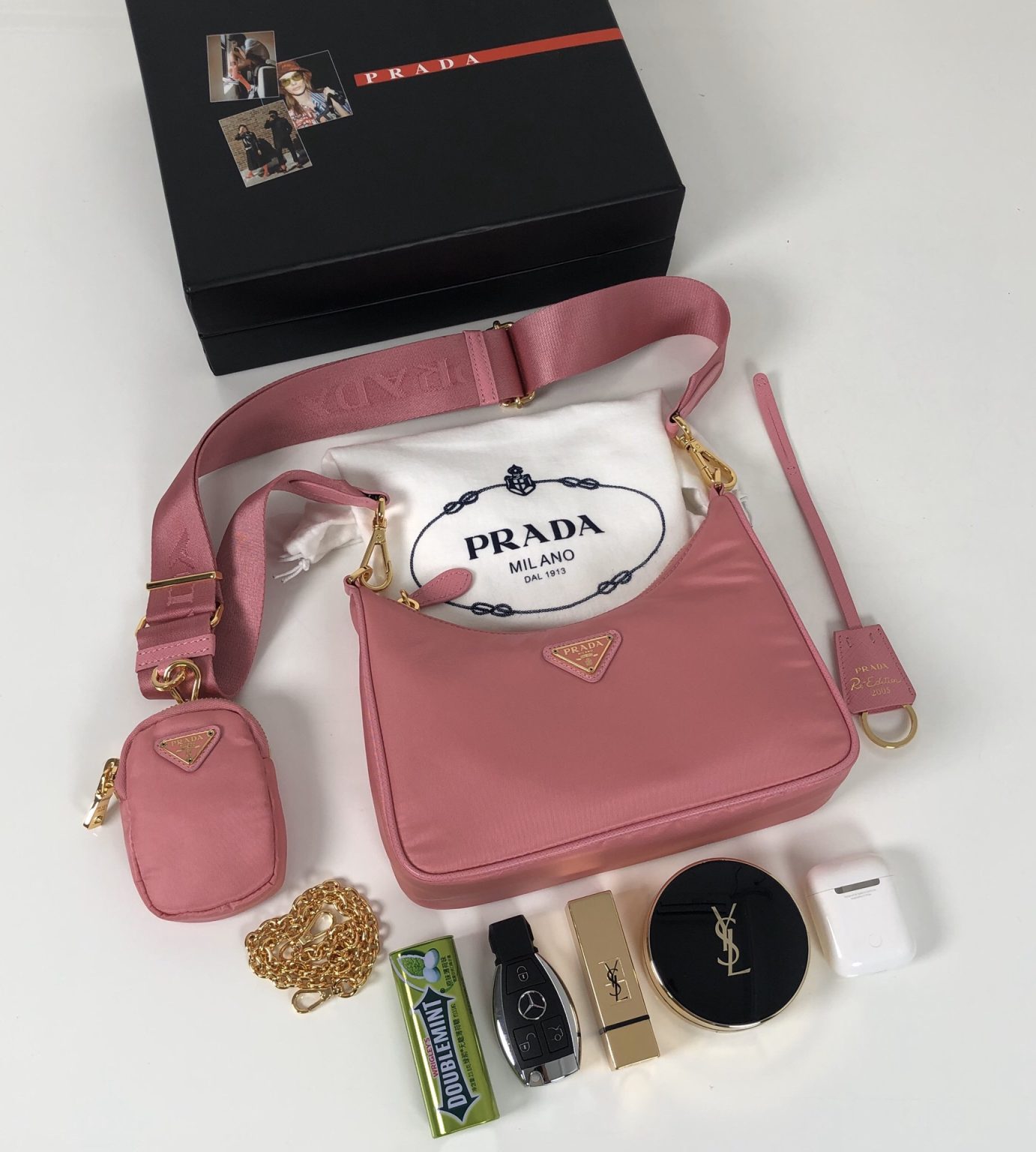 Prada Re-Edition 2005 Re-Nylon Bag Pink For Women, Women’s Bags 8.6in/22cm 1BH204_NZV_F011S_V_V2M