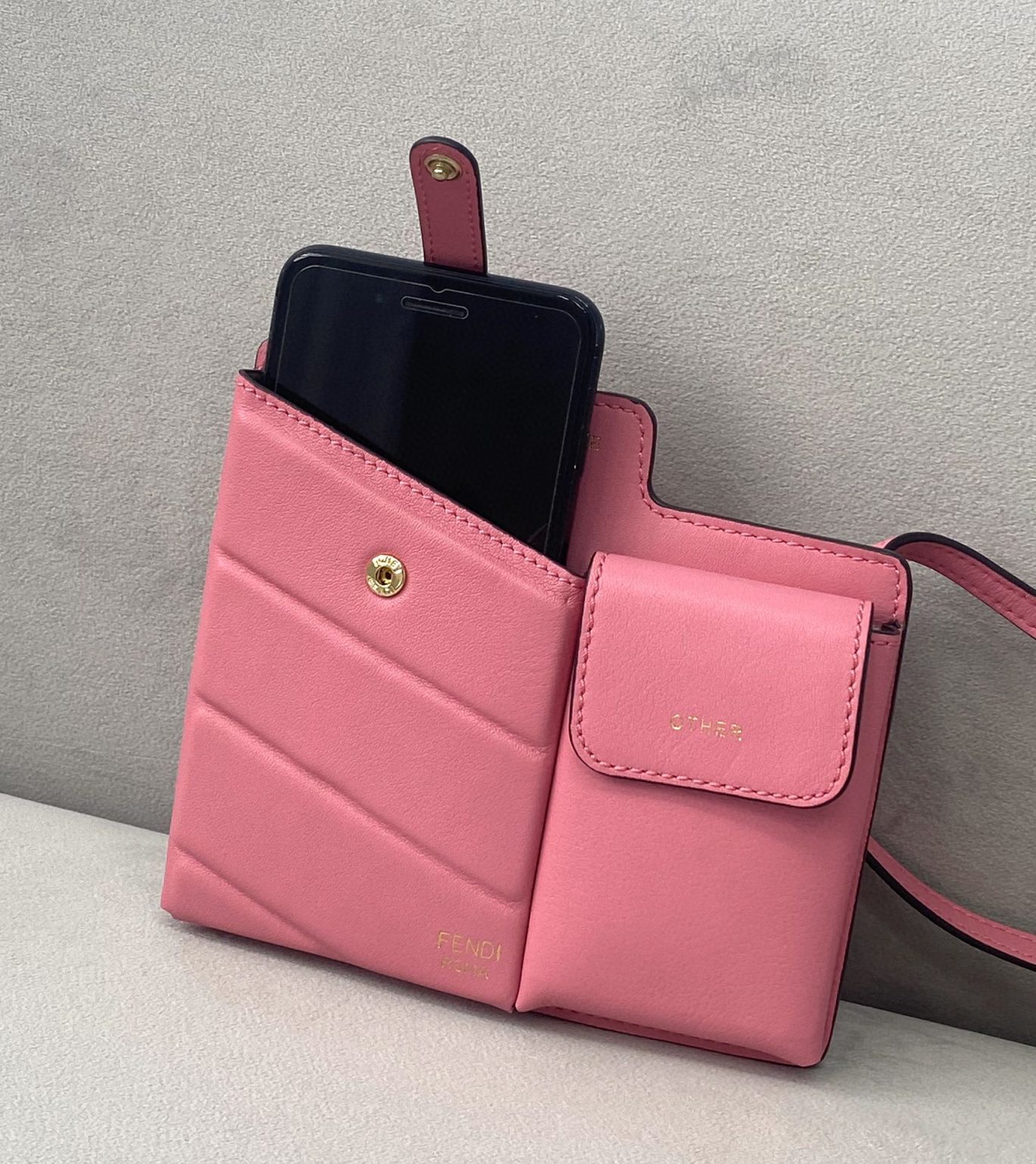 Fendi Bustine 2 Pockets Mini Pink Bag For Woman 16cm/6in