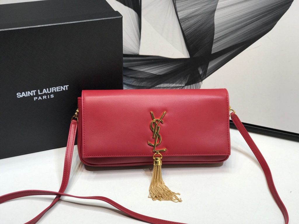 Saint Laurent Kate Tassel Small Shoulder Bag Red For Women 10.2in/26cm YSL