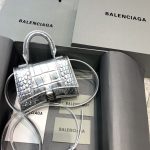 Balenciaga Hourglass Mini Handbag In Sliver, For Women, Women’s Bags 4.7in/12cm