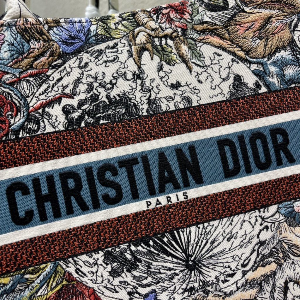 Christian Dior Medium Dior Book Tote Latte Multicolor Dior Zodiac Embroidery, Latte Multicolor, For Women Women’s Handbags, Shoulder Bags, 36cm CD