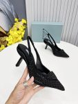 Prada Satin Slingback Pumps With Crystals Black For Women 2.2in/55mm PRD