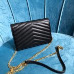 Saint Laurent Monogram Quilted Shoulder Bag Black For Women 9in/23cm YSL 118-2000644-377828BOW01