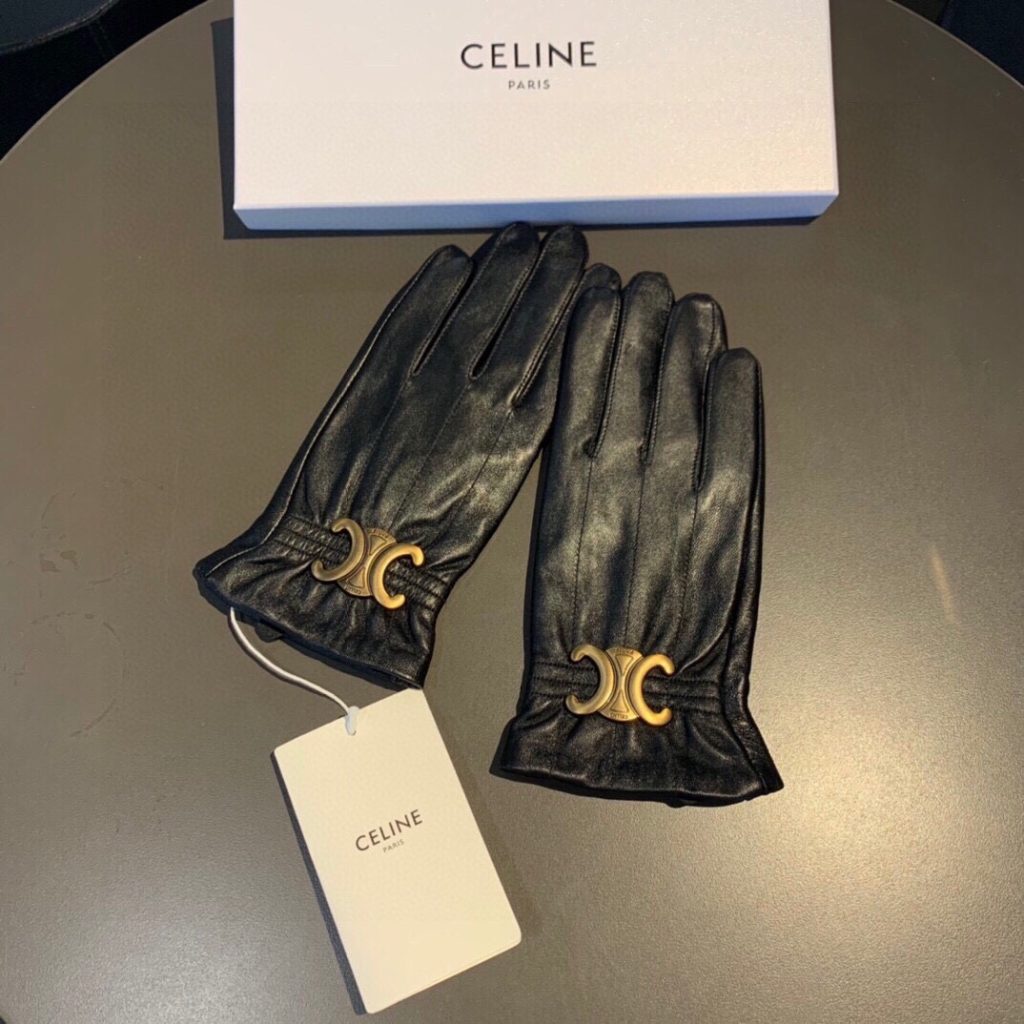 Celine Triomphe Gloves In Black