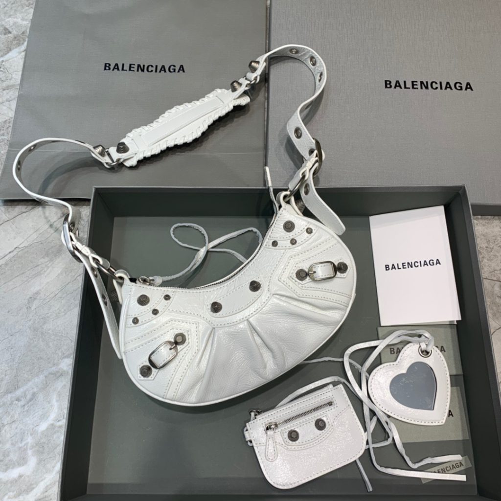 Balenciaga Le Cagole XS Shoulder Bag In Light White, For Women, Women’s Bags 10.2in/26cm 6713091VG9Y9104