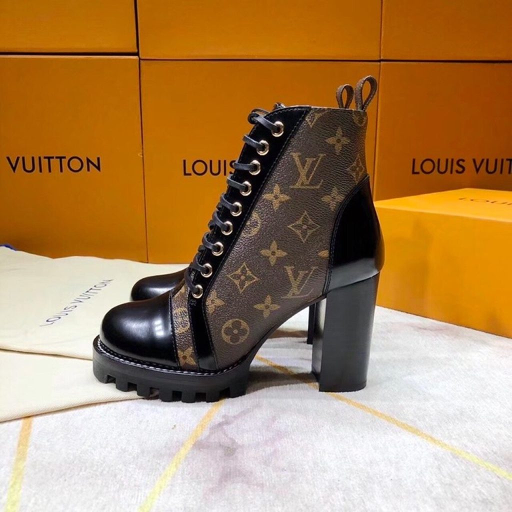 Louis Vuitton Star Trail Ankle Boot Patent Monogram Material Black For Women LV 1A2Y7P