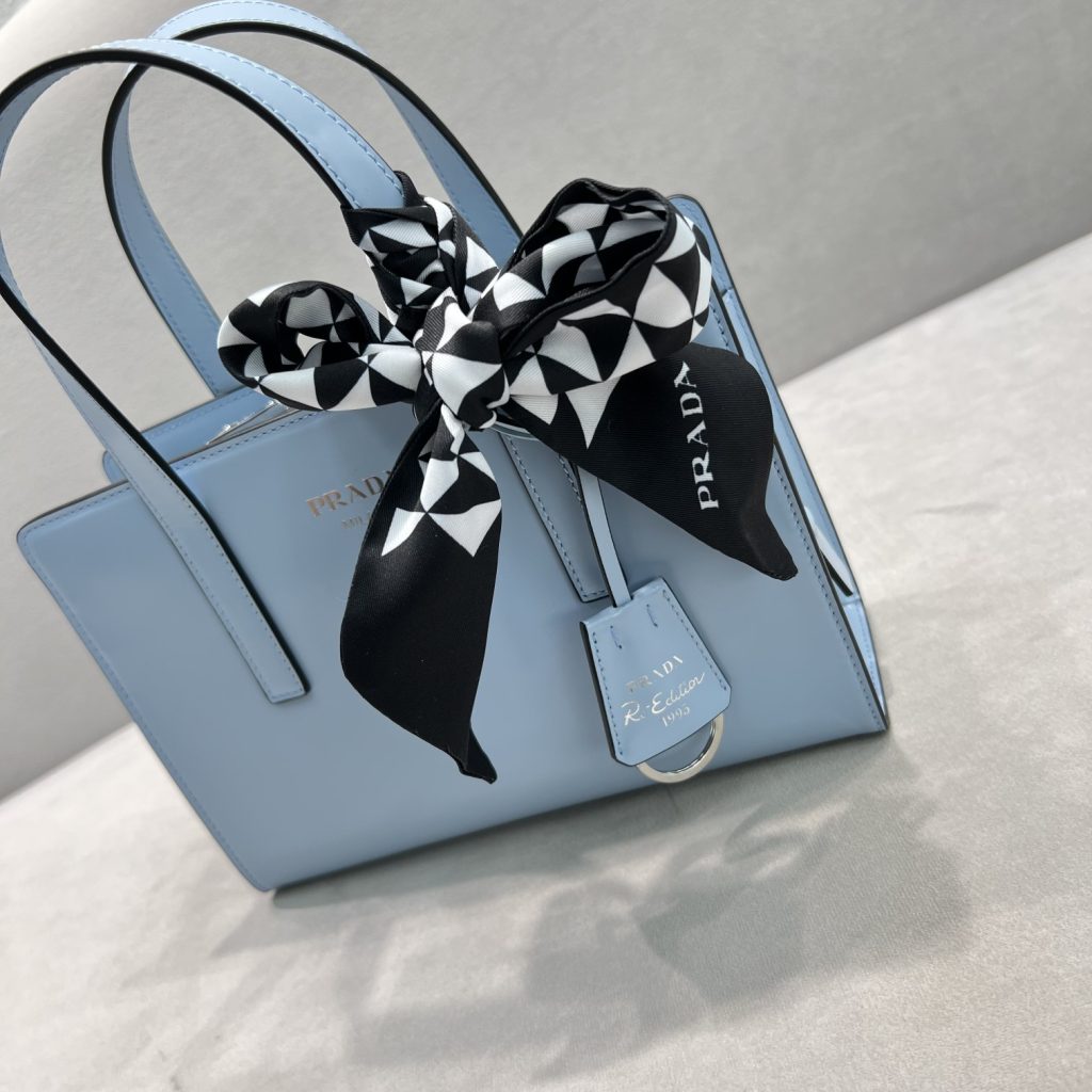 Prada Re-Edition 1995 Brushed Mini Handbag Blue For Women, Women’s Bags 8.6in/22cm