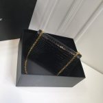 Saint Laurent Kate Medium Chain Bag With Tassel In Embossed Crocodile Black For Women 9.4in/24cm YSL 354119DND0J1000