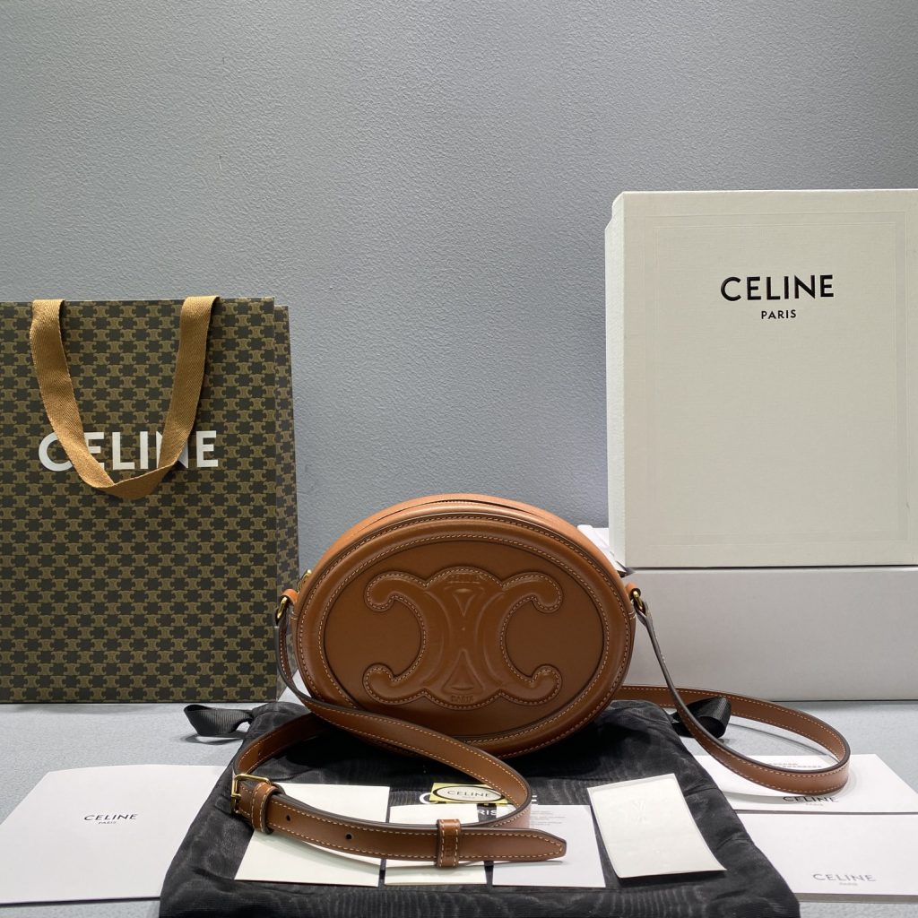 Celine Oval Bag Cuir Triomphe Brown For Women 8in/20cm 198603DXC.04LU