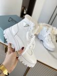 Prada Shearling High-Top Sneakers White For Women PRD