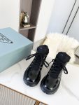 Prada Shearling High-Top Sneakers Black For Women PRD