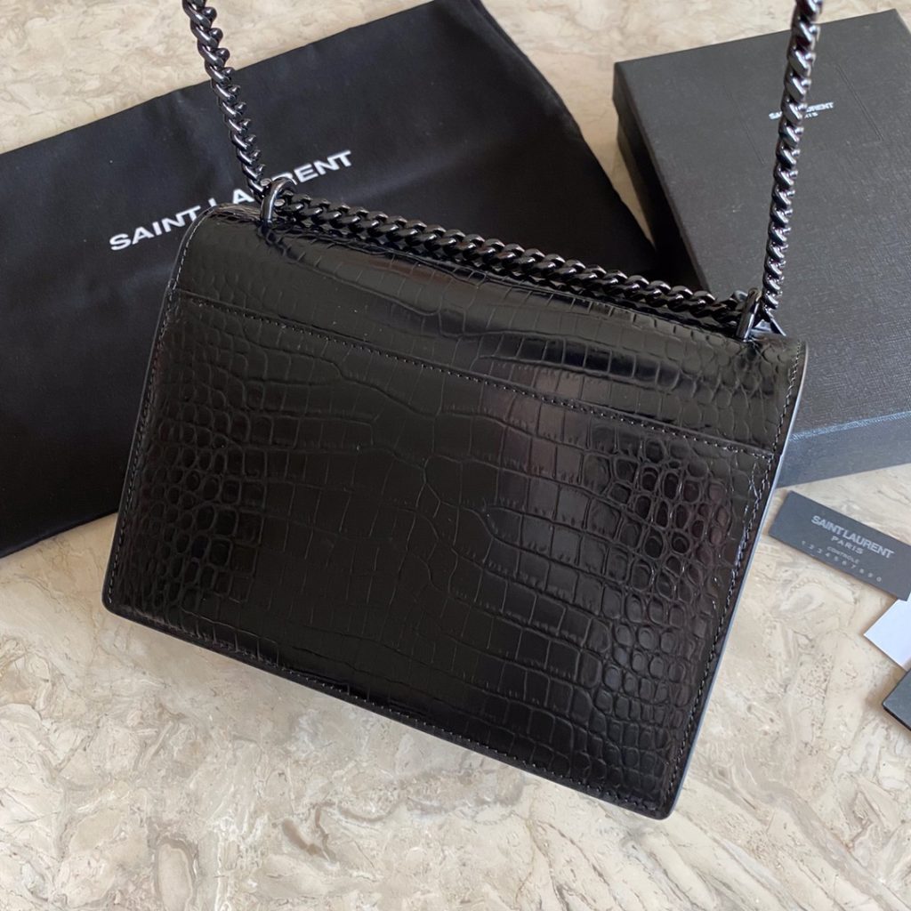 Saint Laurent Sunset Medium Chain Bag Black For Women 8.6in/22cm YSL 442906DND0U1000