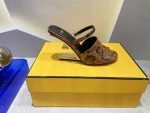 Fendi First Dark Brown Python High-Heeled Sandals For Women