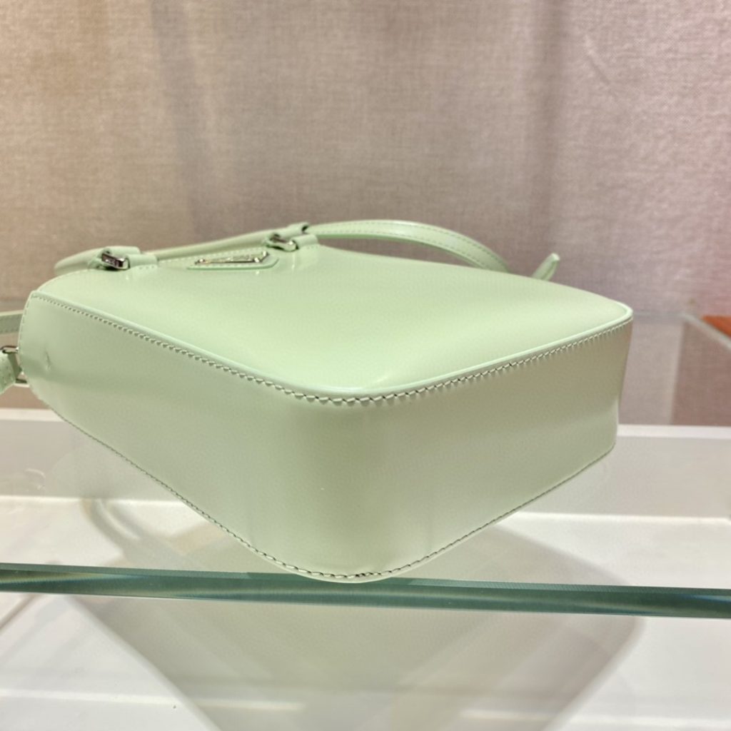 Prada Small Brushed Tote Green For Women, Women’s Bags 6.9in/18cm