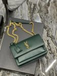 Saint Laurent Sunset Medium Chain Bag For Women 8.6in/22cm Green YSL