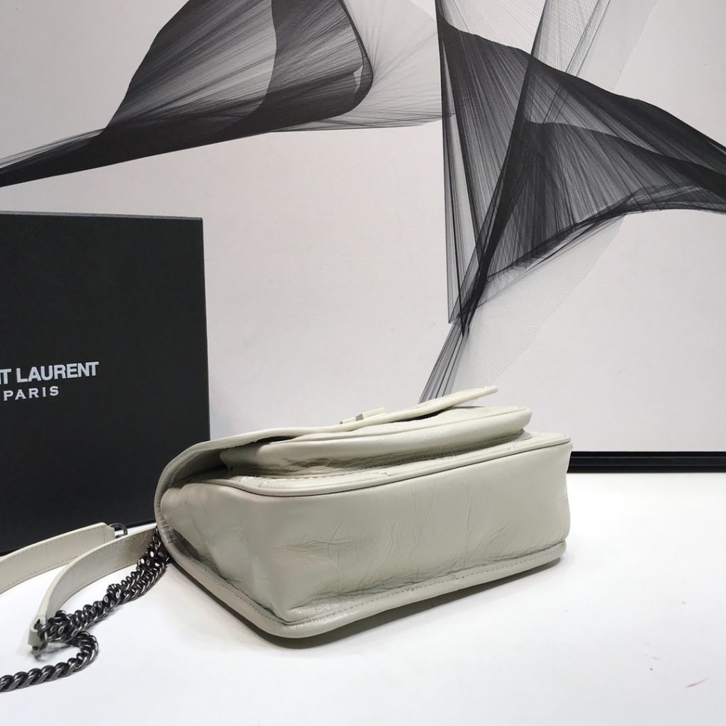 Saint Laurent Niki Baby Chain Bag In Crinkled Vintage White For Women 8.2in/21cm YSL 6331600EN049207