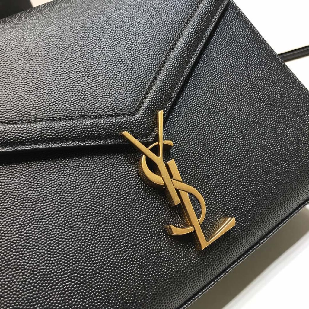 Saint Laurent Cassandra Medium Top Handle Bag In Grain Black For Women 9.6in/24.5cm YSL