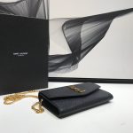 Saint Laurent Uptown Chain Wallet Black For Women 7.4in/19cm YSL 6077881GF0J1000