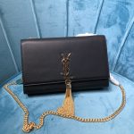 Saint Laurent Kate Medium Chain Bag With Tassel In Grain De Poudre Black For Women 9.4in/24cm YSL 354119BOW0J1000