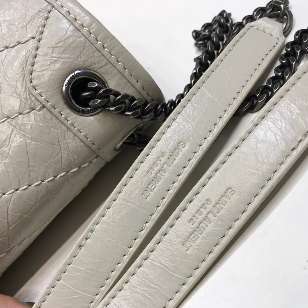 Saint Laurent Niki Baby Chain Bag In Crinkled Vintage White For Women 8.2in/21cm YSL 6331600EN049207