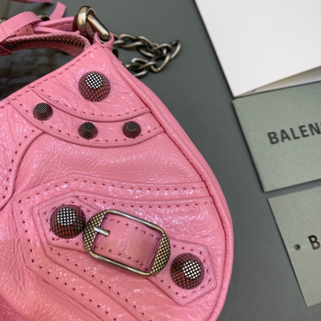 Balenciaga Le Cagole Mini Bag With Chain Light Pink, For Women, Women’s Bags 8.2in/21cm