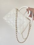 Chanel Mini Flap Bag Top Handle White For Women 7.5in/19cm