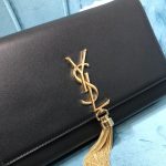 Saint Laurent Kate Medium Chain Bag With Tassel In Grain De Poudre Black For Women 9.4in/24cm YSL 354119BOW0J1000