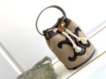 Celine Teen Drawstring In Textile With Triomphe Beige / Tan For Women 6in/15cm 196532EFZ.02ET