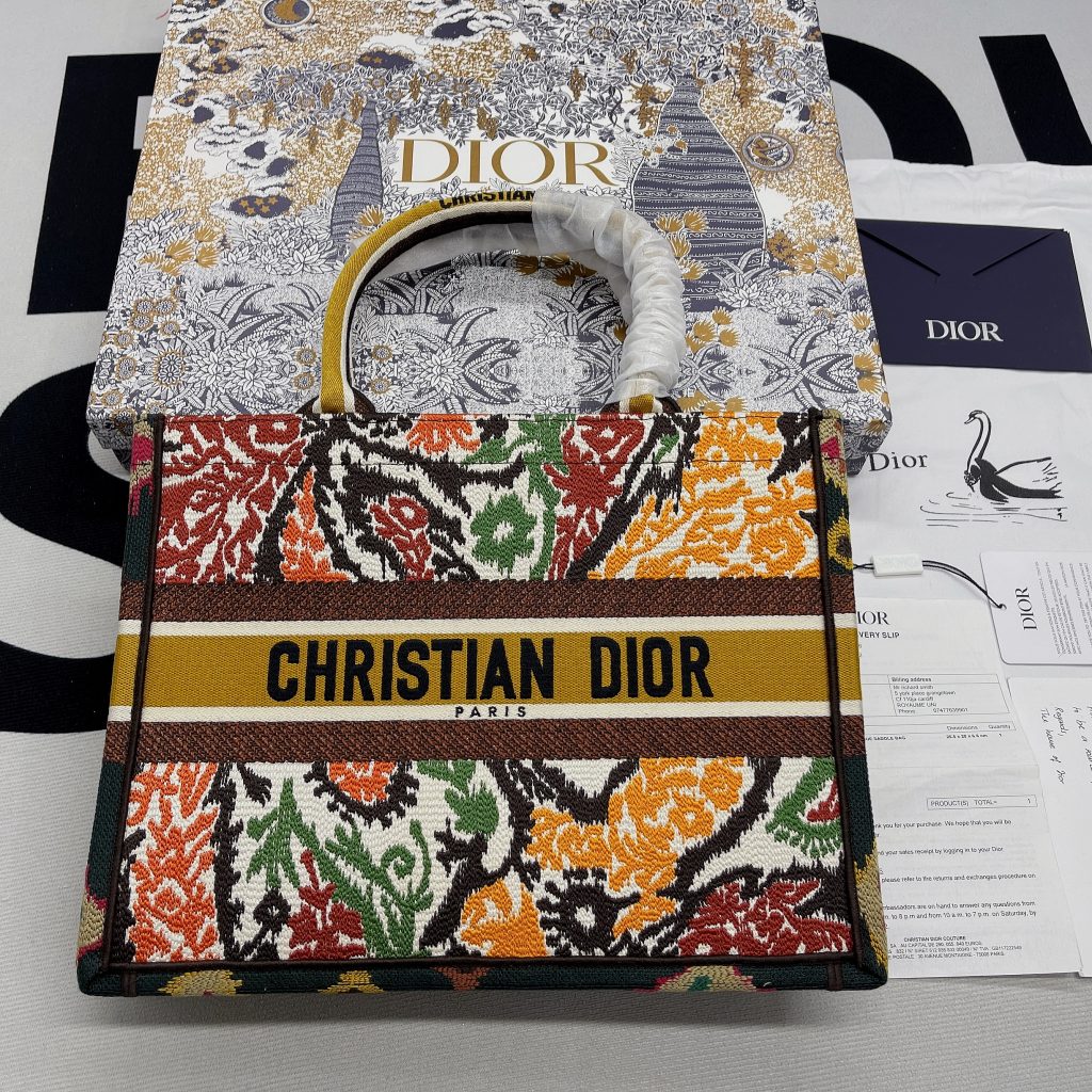 Christian Dior Medium Dior Book Tote Yellow Multicolor , For Women, Women’s Handbags 14in/36cm CD