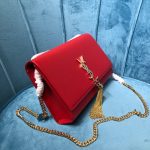 Saint Laurent Kate Medium Chain Bag With Tassel In Grain De Poudre Red For Women 9.4in/24cm YSL