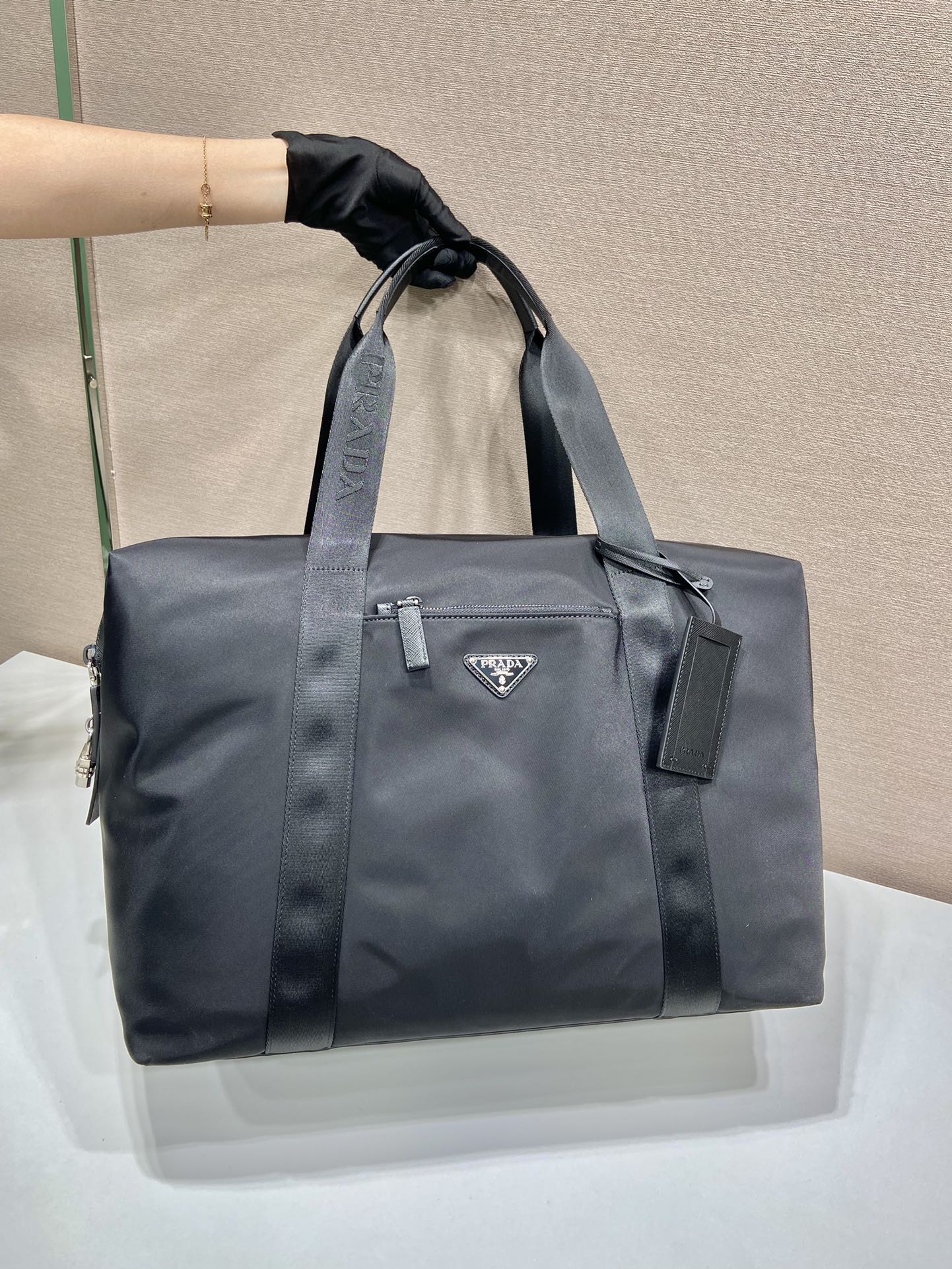 Prada Re-Nylon And Saffiano Duffle Bag Black For Women, Women’s Bags 17.5in/45cm 2VC796_2DMH_F0002_V_OOO