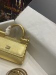 Dolce & Gabbana Small Sicily Bag In Dauphine Gold For Women 7.5in/19cm DG